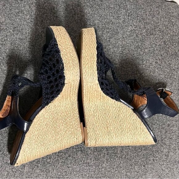 Lucky Brand Rilo Crochet Black Boho Wedge Platform Espadrille Slingback Sandal 8 - Picture 13 of 16